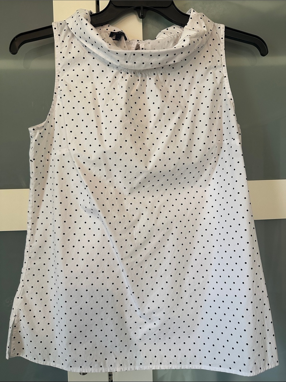 Talbots White Blouse with Black and Black Polka Dots